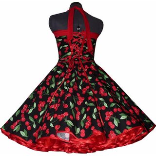 Kirsch Petticoat Kleid schwarz Cherry rot 3 D