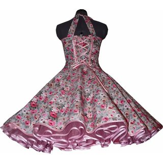 Rosa graue Blüten Millefleur Korsagenkleid zum Petticoat