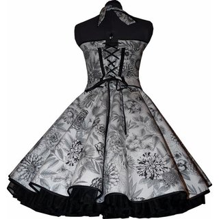 Petticoat Kleid weiß schwarze Stiefmütterchen