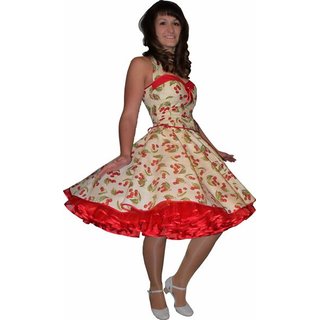 Kirschen rot Petticoat Kleid weiss Cherry  3 D