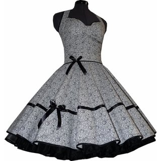 Festliches 50er Petticoat Kleid weiße Röschen