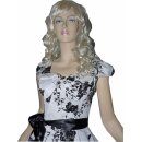 Rockabillykleid weiss schwarze Blumen und Tüllunterrock