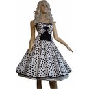 Petticoat Kleid 50th Korsagen weiß schwarze Punkte wirbelnd