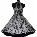 Petticoat Kleid 50th Korsagen weiß schwarze Punkte wirbelnd