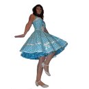 Petticoat Kleid 50th Korsagen türkis weiße Punkte wirbelnd