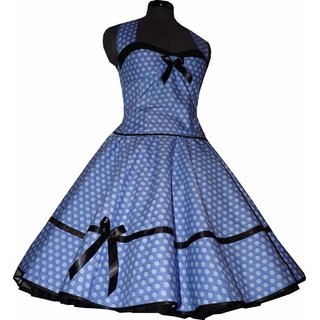 50er Jahre Tanzkleid Punkte Petticoat Kleid blau Punkte hellblaue Schatten