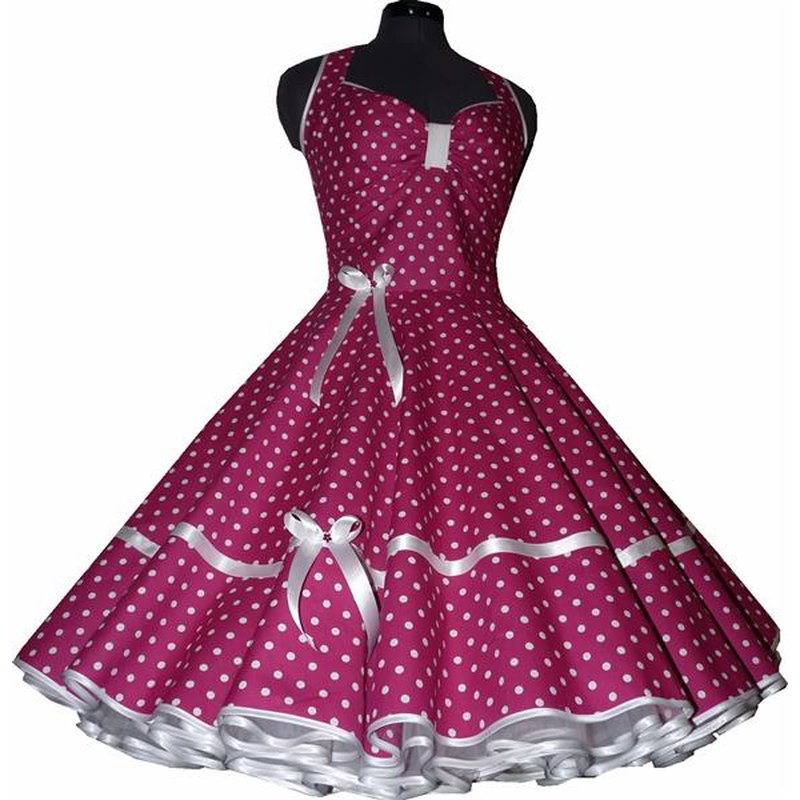 Petticoat Kleid pink kleine weiße Punkte Punktekleid ...
