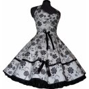 Weißes Abendkleid Tanzkleid schwarze Paisleyblumen