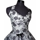 Weißes Abendkleid Tanzkleid schwarze Paisleyblumen