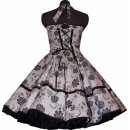 Weißes Abendkleid Tanzkleid schwarze Paisleyblumen