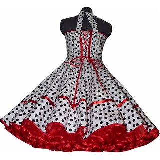 50er Petticoat Kleid Korsage weiss schwarz rot