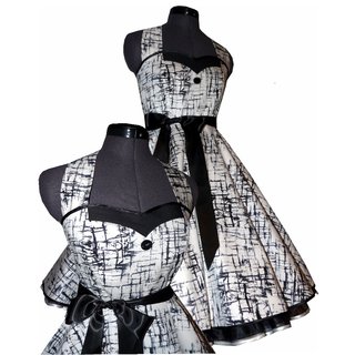Tanzkleid 50er Jahre zum Petticoat weiß schwarze Streifen 34-44