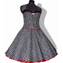 50er Jahre Retro Kleid zum Petticoat Vintage schwarz weiß Karo rot