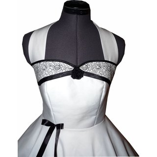 50er Jahre Brautkleid zum Petticoat Hochzeitskleid weiß zarte Blumen schwarz