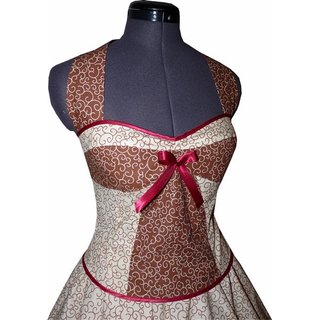 Festliches 50er Petticoat Kleid hell beige braune Ranken