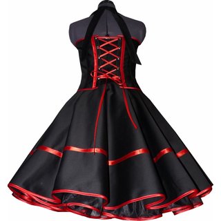 Schwarzes 50er Petticoat Kleid Festkleid Vintage Band Rot Tanzkleid