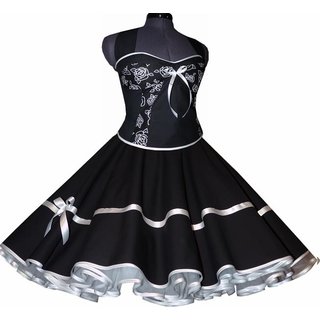Korsagen Petticoat Kleid schwarz Dekoltee weie Rosen 38