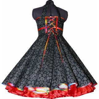 50er Petticoatkleid Tanzkleid zum Petticoat schwarz Band graffittyrot 34-44 44