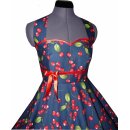 50er Jahre Kleid zum Petticoat blau rote Kirschen...