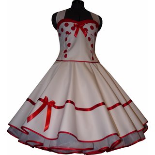Braut Petticoat Kleid weiß Korsage rote Punkte
