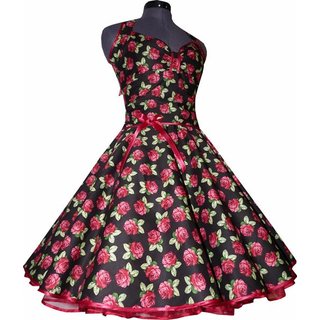 Schwarzes Petticoat Kleid der 50er Jahre Retrokleid rote Rosen Vintage