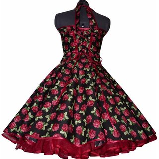 Schwarzes Petticoat Kleid der 50er Jahre Retrokleid rote Rosen Vintage