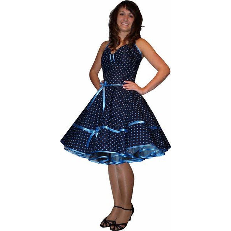 Petticoat Kleid Punkte dunkelblau marine blaue Tupfen ...