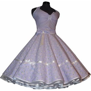 Fliederfarbenes Kleid weiße Punkte Blümchen zum Petticoat