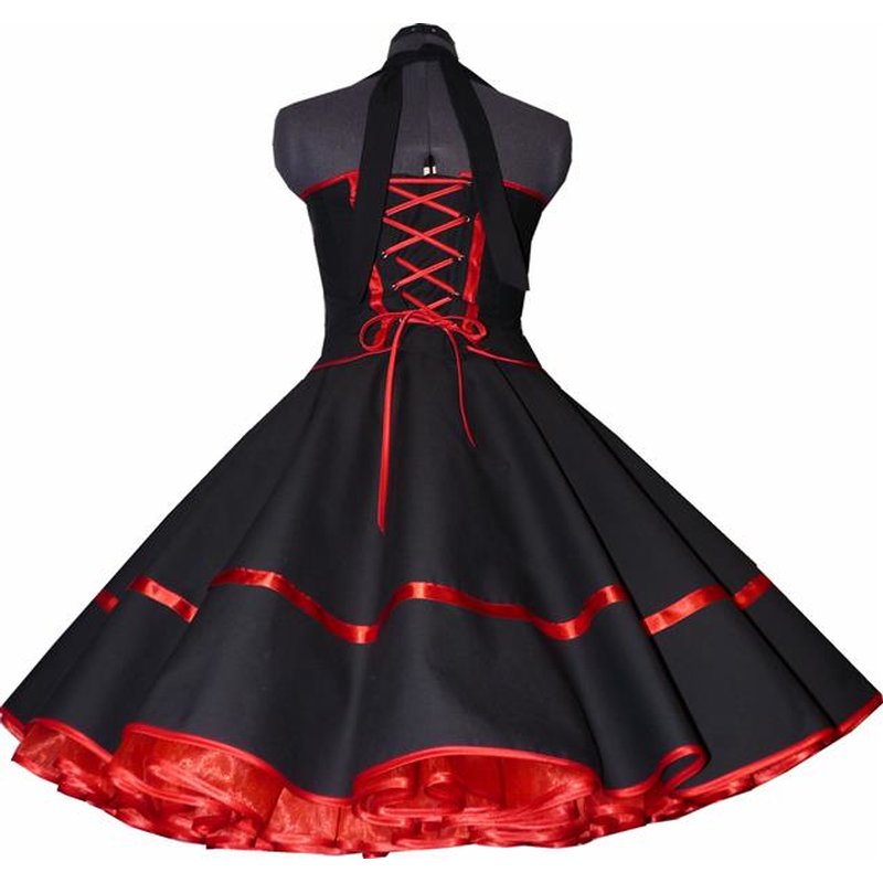 Petticoat Kleid schwarz Vintage Dekoltee rote Kirschen ...