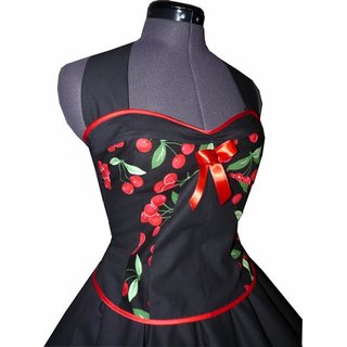 Petticoat Kleid schwarz Vintage Dekoltee rote Kirschen Cherrys