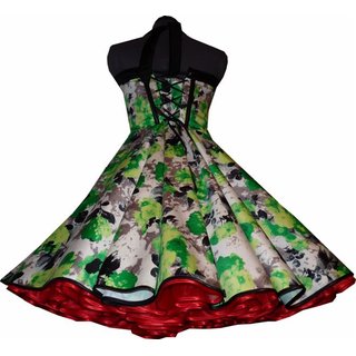 Tanzkleid zum Petticoat grün schwarze Retroblüten