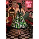 Tanzkleid zum Petticoat grün schwarze Retroblüten