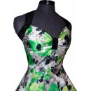 Tanzkleid zum Petticoat grün schwarze Retroblüten