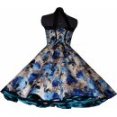 Tanzkleid zum Petticoat türkis schwarze Retroblüten