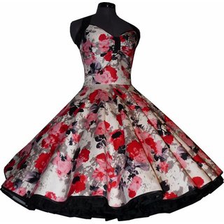 Tanzkleid zum Petticoat rot schwarze Retroblten