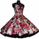 Tanzkleid zum Petticoat rot schwarze Retroblüten
