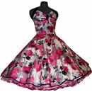 Tanzkleid zum Petticoat pink schwarze Retroblüten