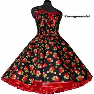Kleid Rockabilly schwarz große rote Erdbeeren