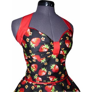 Kleid zum Petticoat Rockabilly schwarz große rote Erdbeeren 36