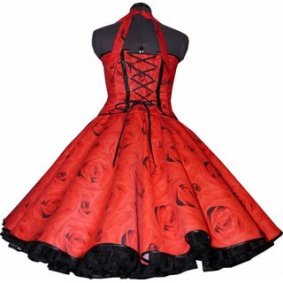 Rotes 50er Jahre Petticoatkleid rote Rosen