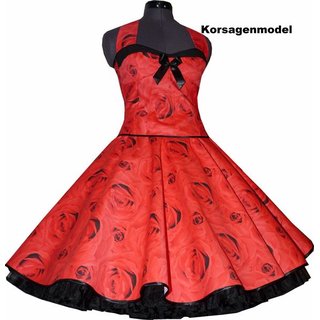 Rotes 50er Jahre Petticoatkleid rote Rosen