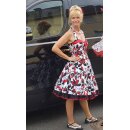 Retro Tanzkleid schwarz rote Blumen zum 50er Petticoat