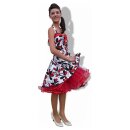 Retro Tanzkleid schwarz rote Blumen zum 50er Petticoat