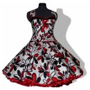 Retro Tanzkleid schwarz rote Blumen zum 50er Petticoat
