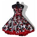 Retro Tanzkleid schwarz rote Blumen zum 50er Petticoat