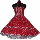 50er Korsagen Petticoatkleid  rot kleine große weiße Punkte