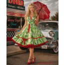 Rockabilly 50 er Jahre Petticoatkleid weiss grün rot bizzare Streifen