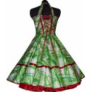 Rockabilly 50 er Jahre Petticoatkleid weiss grün rot bizzare Streifen