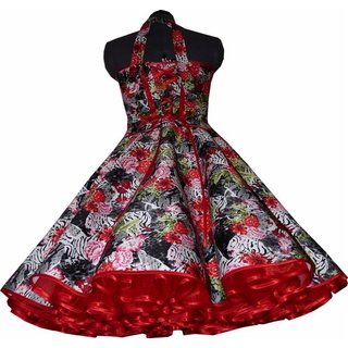 Blumen Sommerkleid zum Petticoat rot schwarz weiß