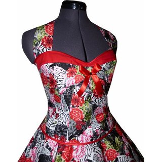 Blumen Sommerkleid zum Petticoat rot schwarz weiß